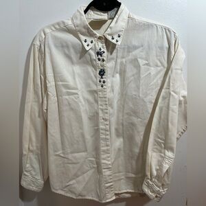 Northern Reflections Cream Floral Embroidered Shirt